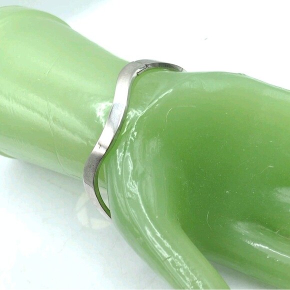 Solid Sterling Silver 925 Smooth Polished Wave Cuff Bangle Hinge Bracelet 20g - Picture 7 of 16